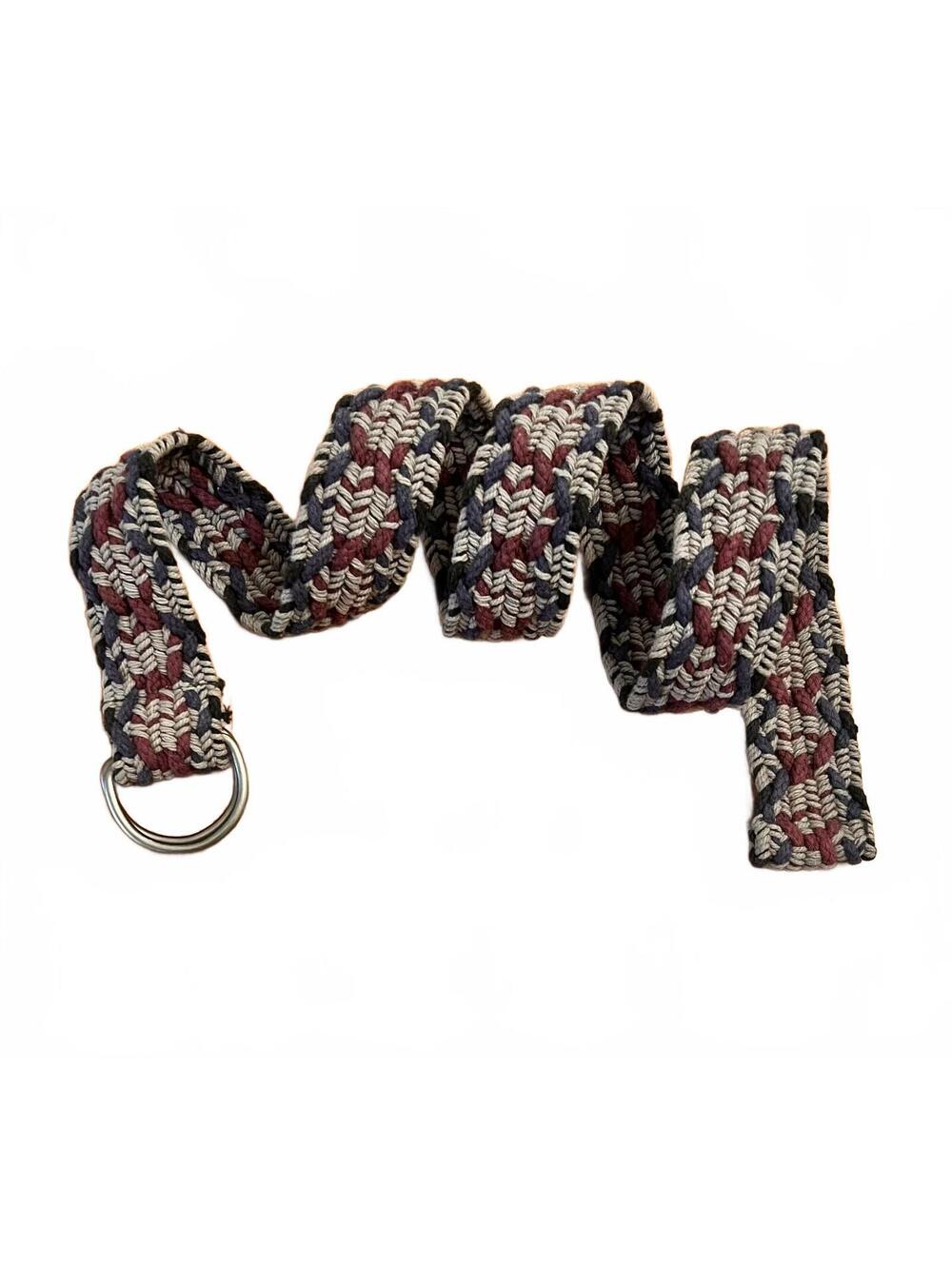 Braided Cotton Belt with Metal D-Ring Buckle, Size 8